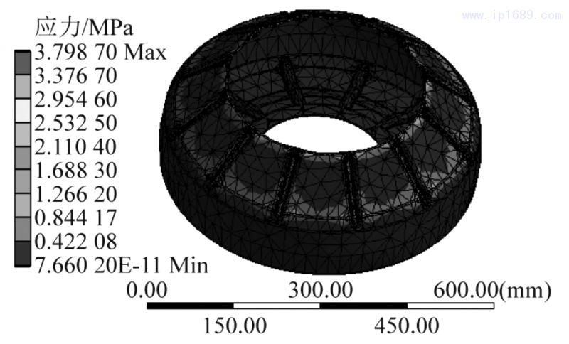 圖 8 優(yōu)化模型應力結(jié)果