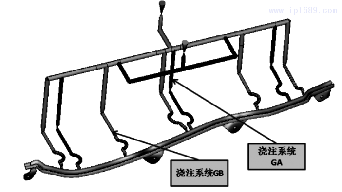 圖 4 獨立式雙澆注系統(tǒng) ( PP 注塑段)